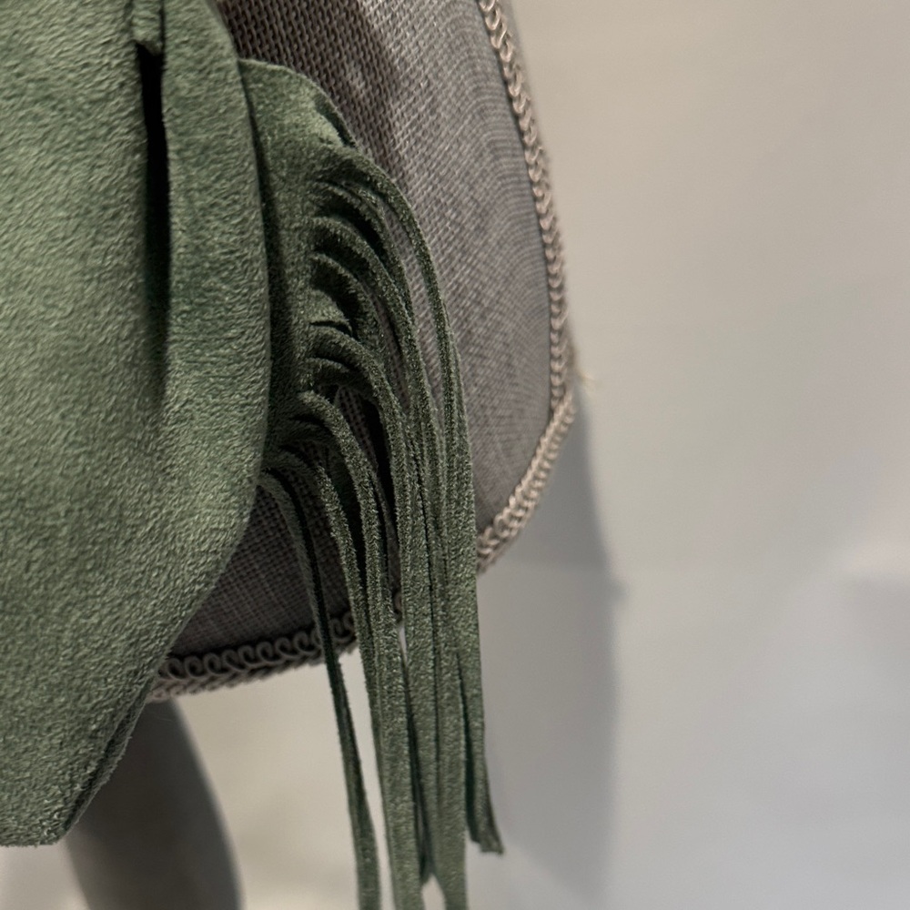 Faux Suede Fringe Crossbody Bag in Sage Green - Picture 6 of 15